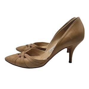 Vtg Y2K Jimmy Choo Womens Sz 36 (US5.5-6) Lizzy=ie beige Leather Heels Pumps